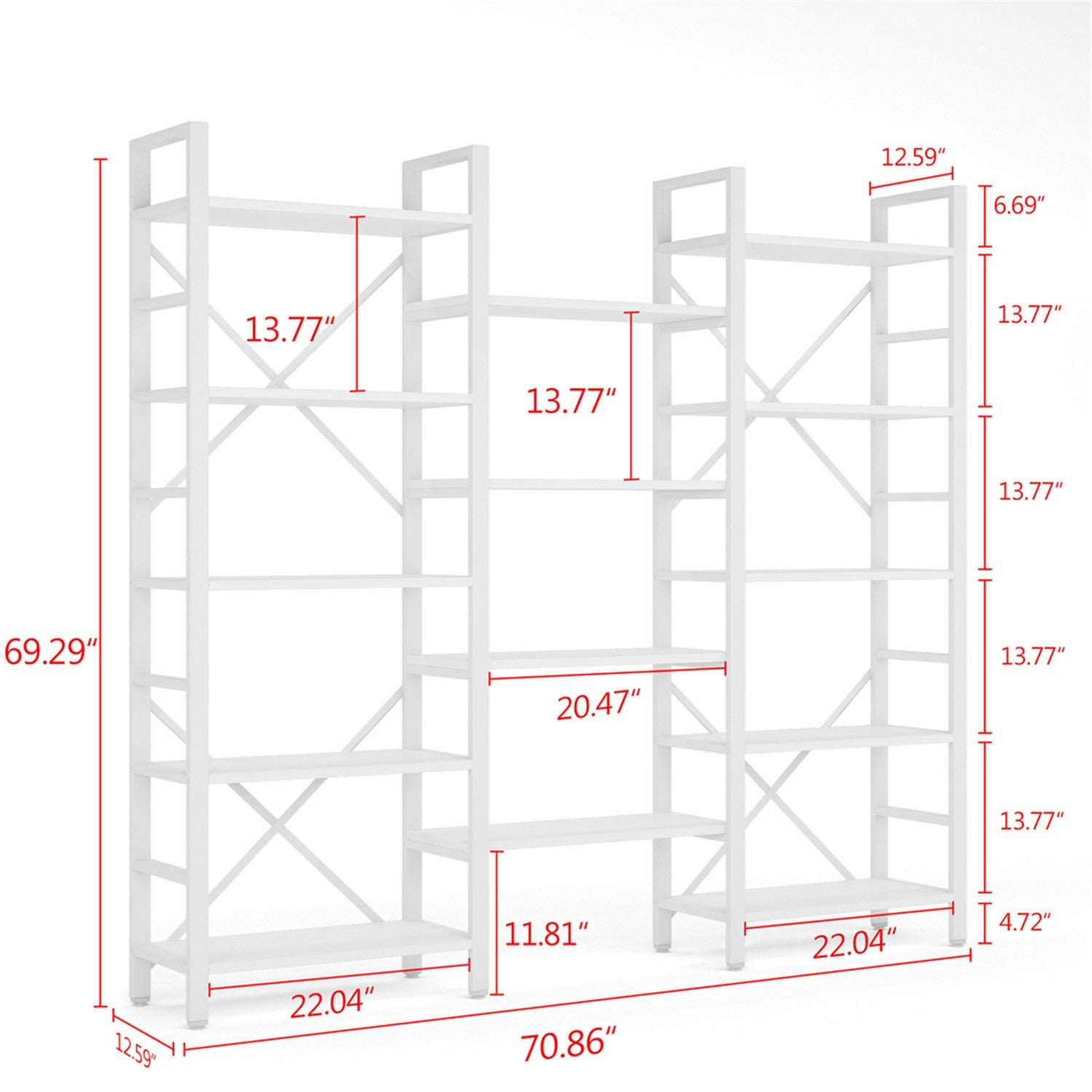 5-Shelf Bookcase, Open Bookshelf Vintage Industrial Style Shelves - Gold