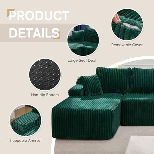 Modular Sectional Sofa Couches L-Shape Couch 3 Seat Modular Sofa Memory Foam Sectional Couches for Living Room