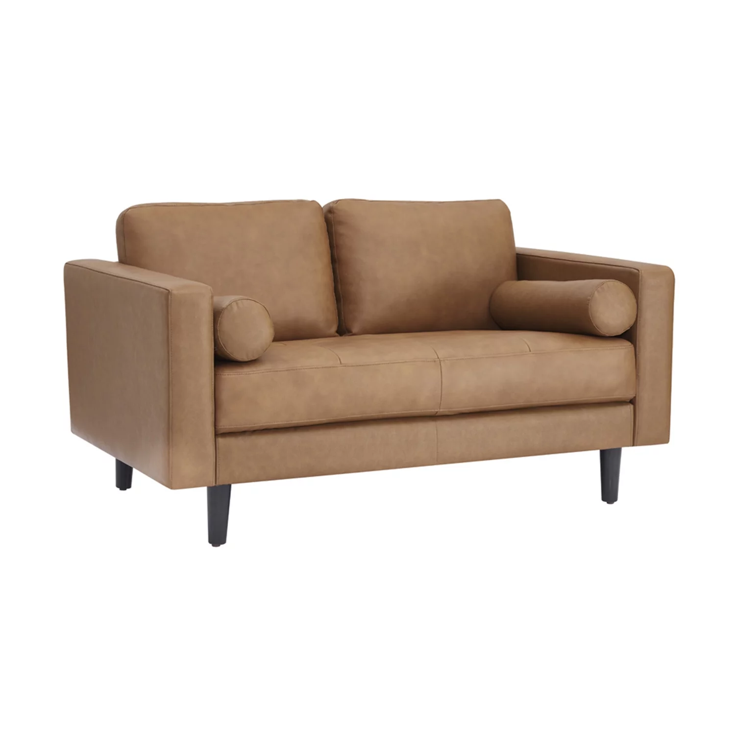 Naomi Home Marisa Top Grain Genuine Leather Mid-Century Sofa Set of 3, Chair/Loveseat/Sofa, Tan