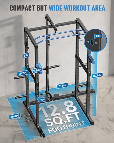 Sportsroyals Power Cage,1600lbs Multi-Function Power Rack with Adjustable Cable Crossover System and More Training Attachment