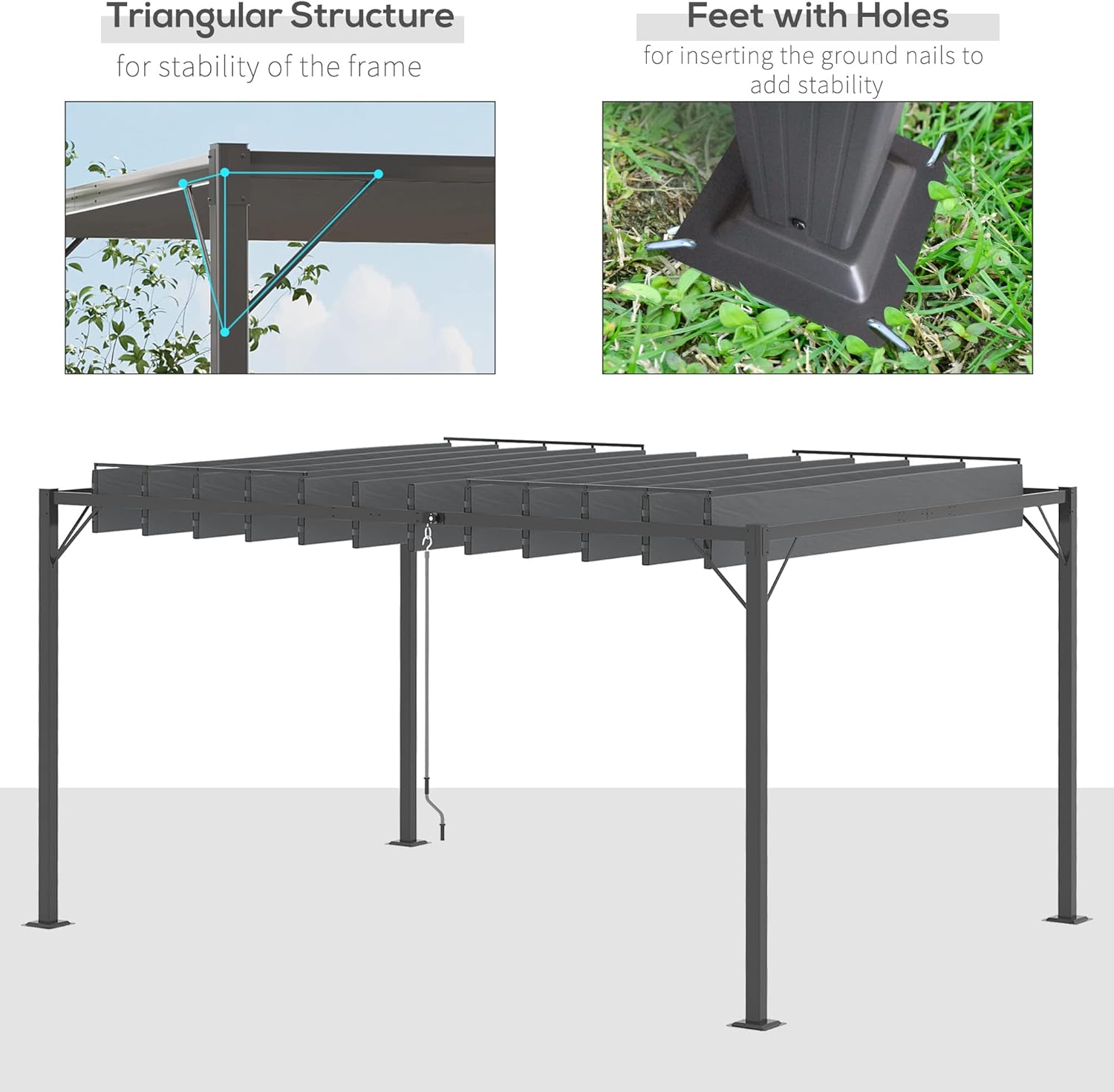 Outsunny 10' x 10' Outdoor Louvered Pergola Patio Aluminum Gazebo Canopy with Adjustable Roof Sun Shade for Party, Lawn, Garden, Grey