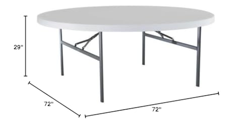 Lifetime 22673 Folding Round Table, 6 Foot, White Granite