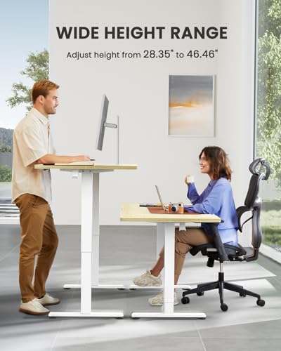 ErGear Height Adjustable Electric Standing Desk, 48 x 24 Inches Sit Stand up Desk, Memory Computer Home Office Desk with Two-Piece Desktop (Walnut)