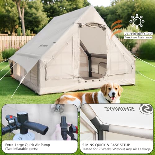 Inflatable Tent for Camping with Hand Pump Blow Up Tent Glamping 4 Season Air Tents