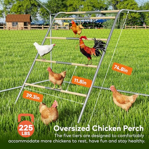 Large Metal Chicken Coop Walk-in Poultry Cage with Waterproof and UV-Resistant Cover, Outdoor Chicken Run Poultry Hen House for Backyard Farm Use