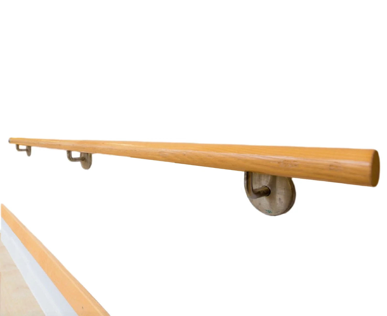 Stair Handrail Wall Rails 15 FT Long, 2.0" Diameter Grab Bar Iron Bracket, Wooden Handrail Stair Rail Non Slip for Elderly