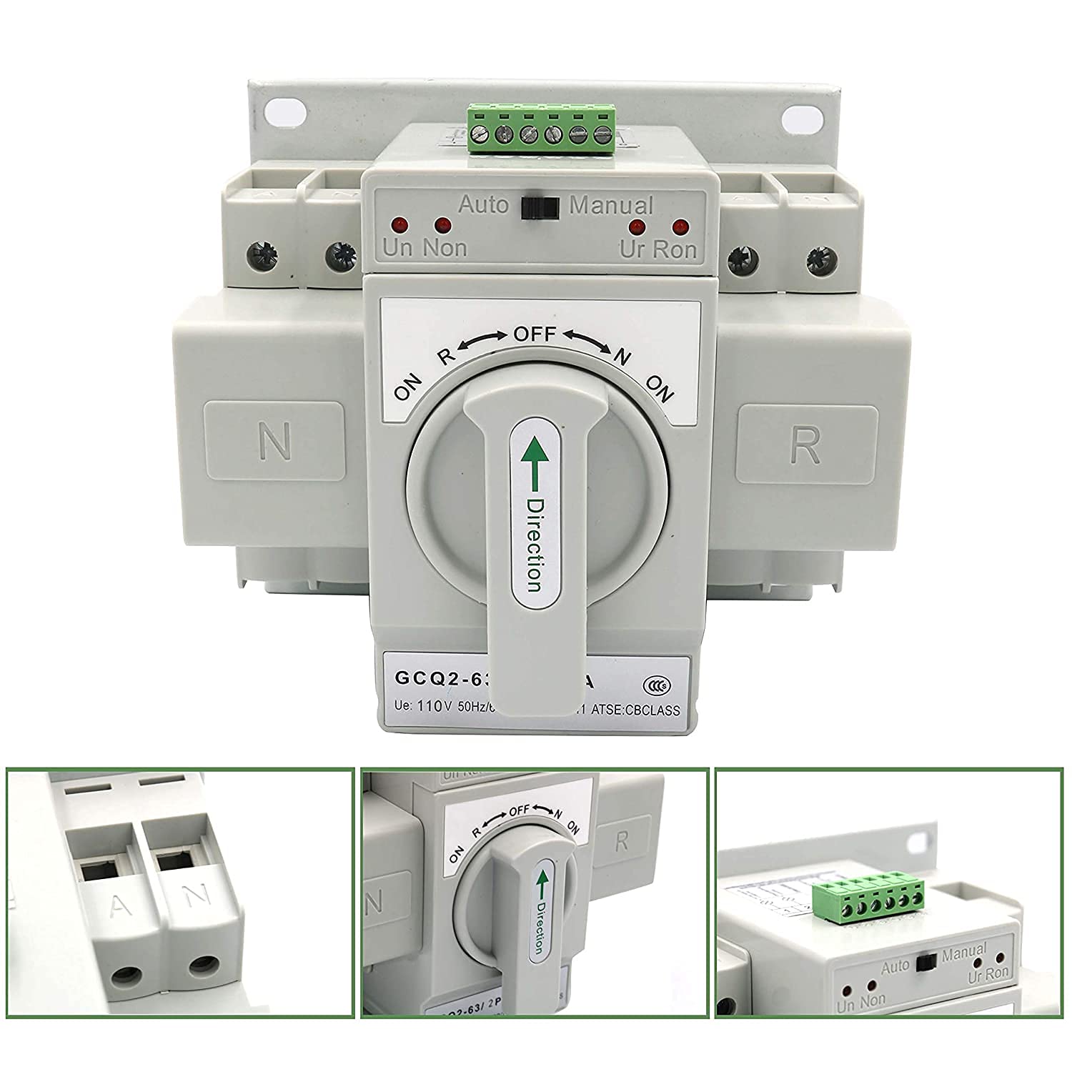 110V 63A Automatic Transfer Switch Dual Power Generator Changeover Switch Self Cast Conversion (2P)