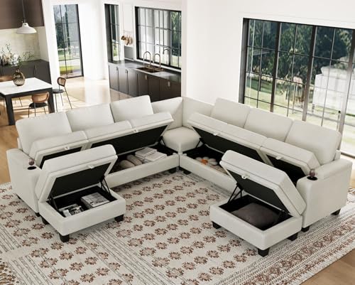 Belffin Modular Sectional Sofa Couch with Storage U Shape Convertible Corner Couches for Living Room Dark Grey Couch