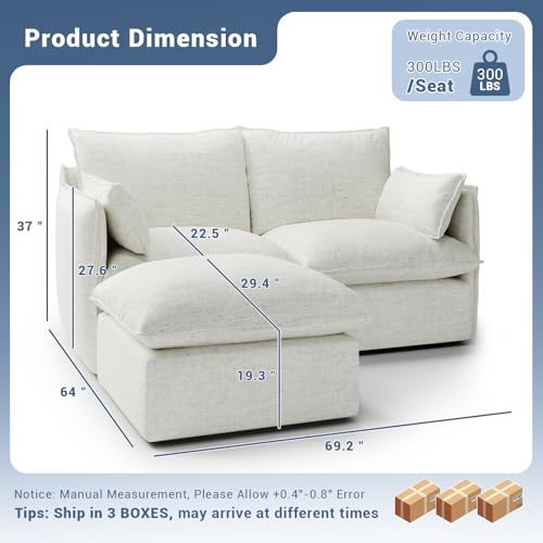 Cloud Modular Sectional Sofa, Waterproof Down Filled Sectional Sofas, High Backrest V Shaped 5 Seater Sectional Couches for Living Room