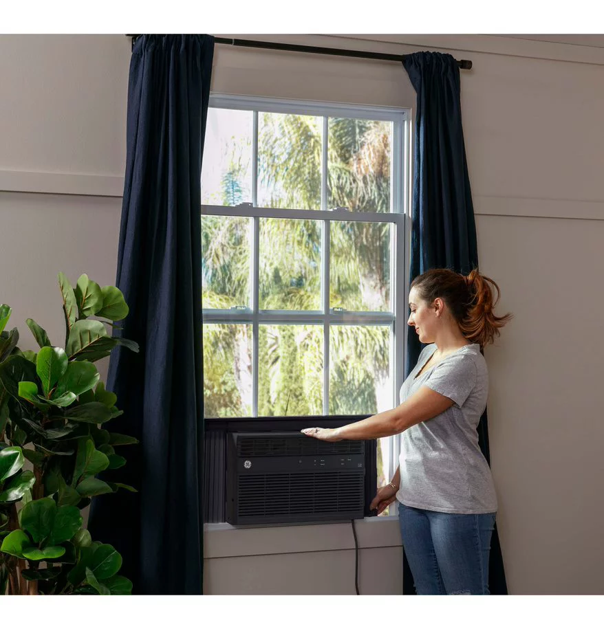 GE® 10,000 BTU 115-Volt Window Air Conditioner with WiFi and Eco Mode for Medium Rooms, Black, AHWH10BC