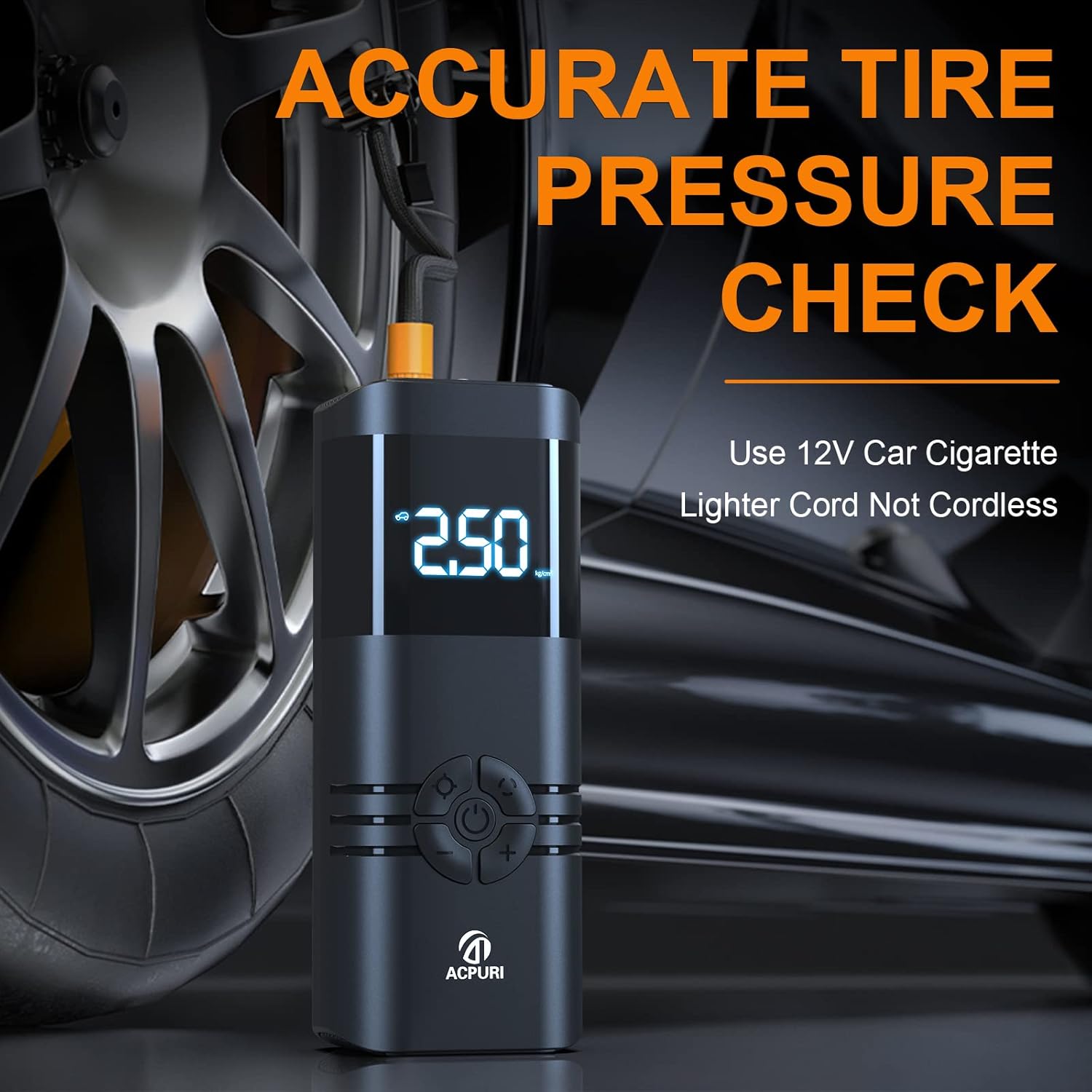 Portable Air Compressor Tire Inflator: 12V DC Auto Tire Pump Car Tire Inflator with Digital Pressure Gauge, Fast Inflation
