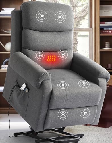 Power Lift Recliner Chair Recliners for Elderly with Heat and Massage Recliner Chair for Living Room with Infinite Position and Side Pocket