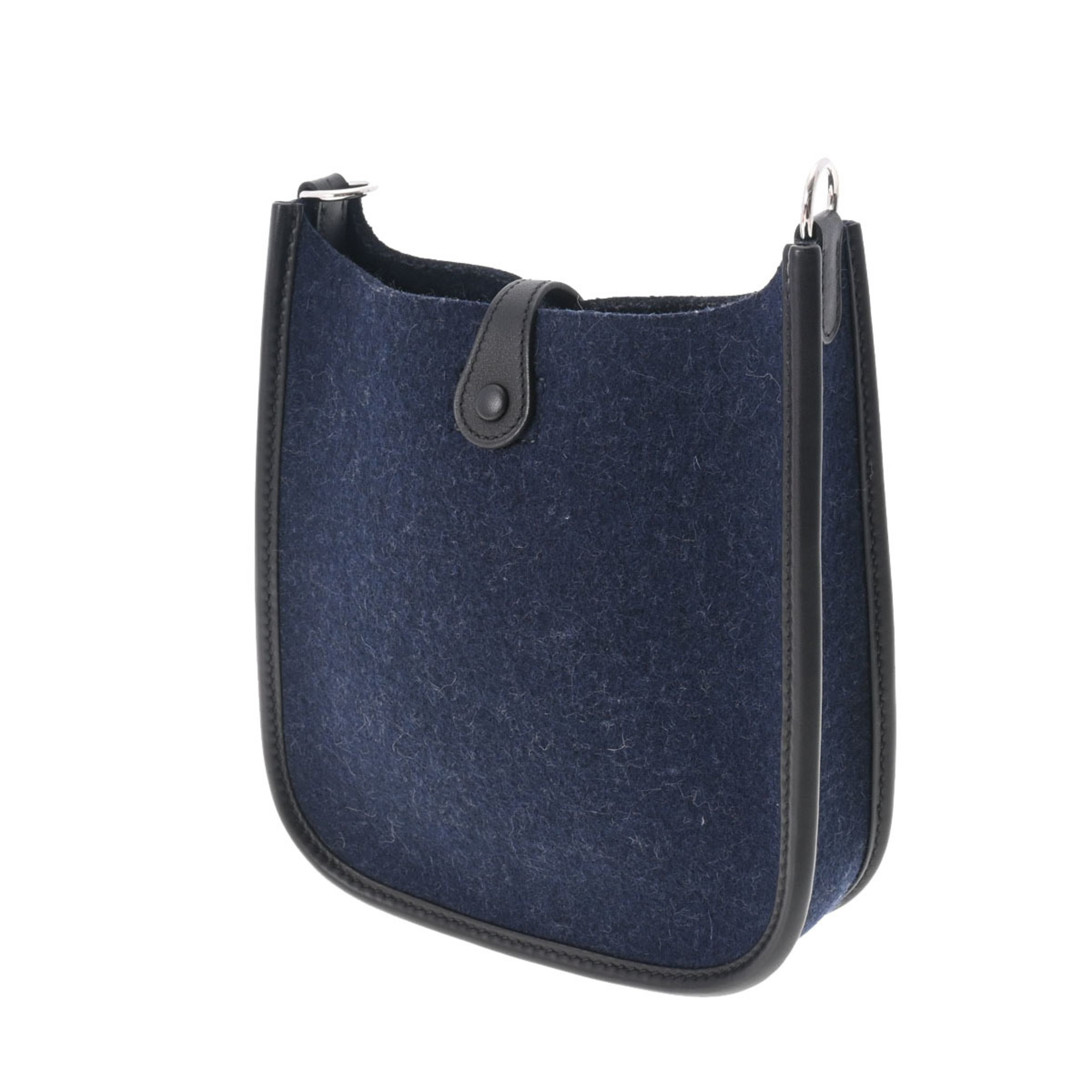 Pre-Owned HERMES Hermes Evelyn TPM Navy Palladium Metal Fitting Y Engraved (around 2020) Women's Felt Shoulder Bag (Like New)