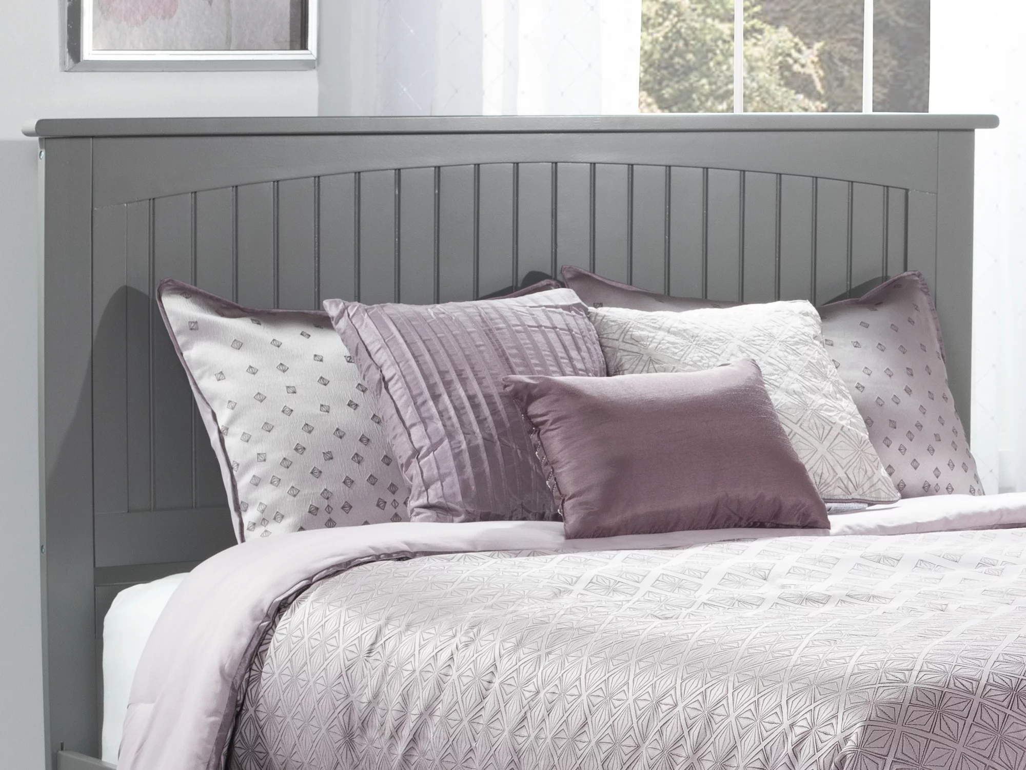 AFI Nantucket Queen Wood Panel Headboard with Device Charger in Gray - Radiant Selections