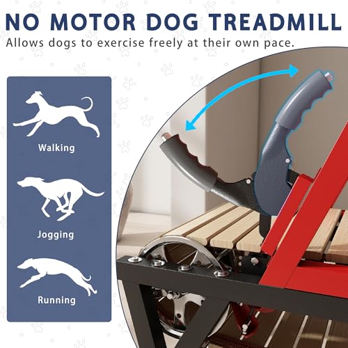 Dog Treadmill for Medium/Large Dogs with Handbrake, Non-Electric Slatmill Machine for Dogs Exercise, Indoor Dog Running Machine