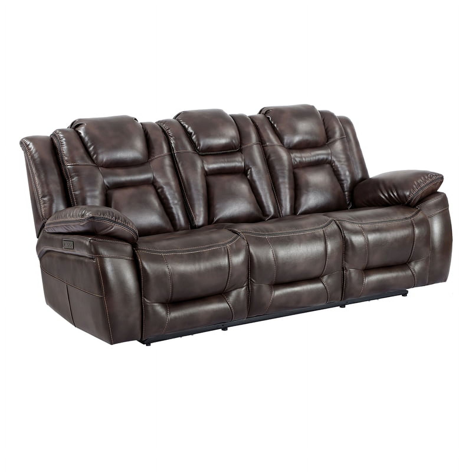 Oportuna Brown Faux Leather Dual Power 3PC Set