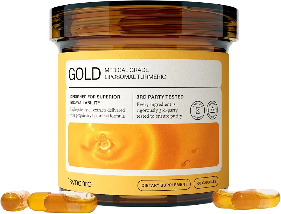 Synchro Gold Medical-Grade Liposomal Turmeric | 60ct Capsules | Whole-Plant Extract