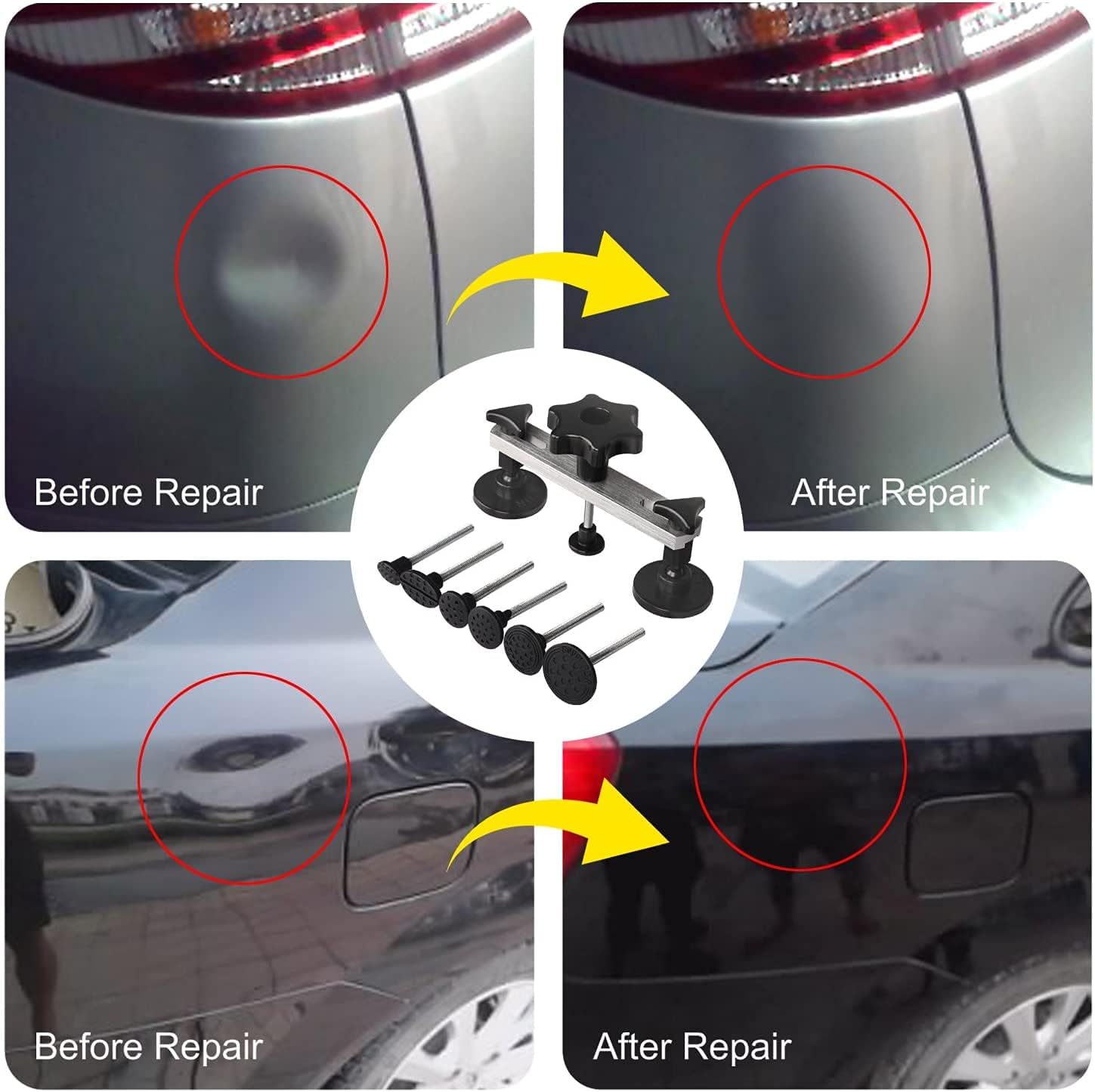 Super PDR Paintless Dent Removal Tools, Auto Body Dent Repair Kits with Stripe Reflector Board, Dent Puller Kit for Car Hail Damage Dent & Ding Remove
