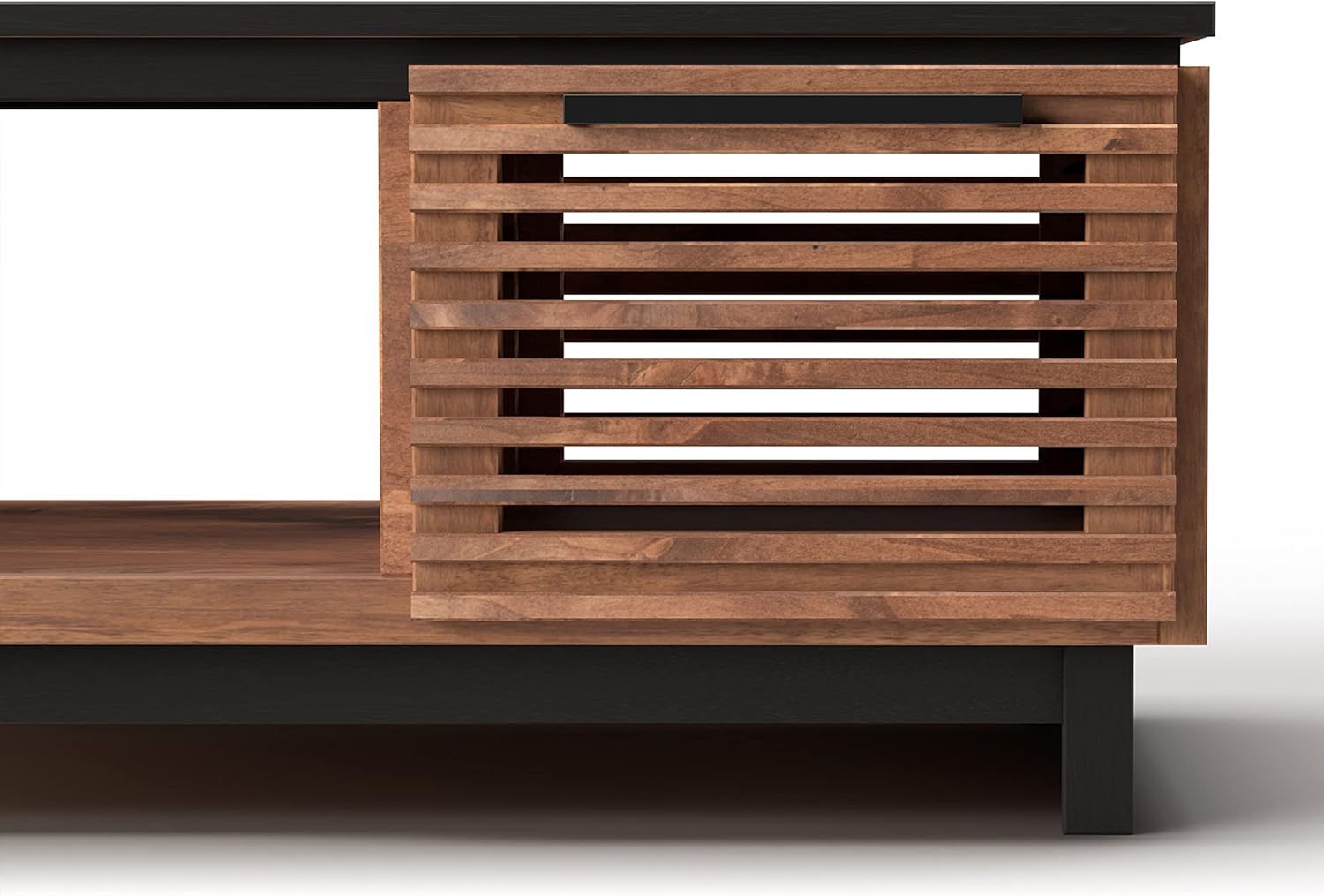 Bridgevine Home Graceland Modern Coffee Table, 47 inches, Fully Assembled, Poplar Solid Wood, Bourbon and Black Finish