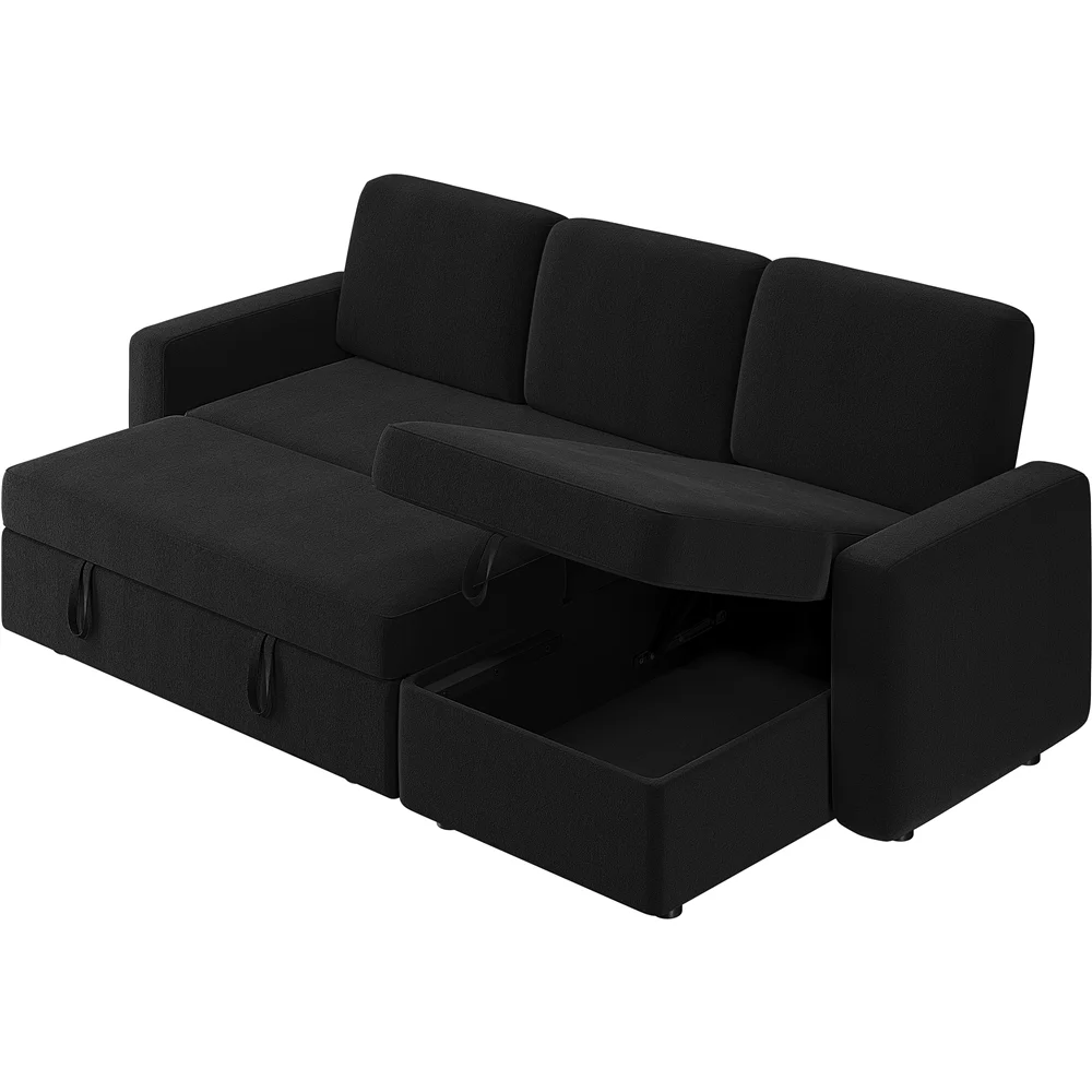 Alden Design Reversible Sectional Sleeper Sofa with USB & Type-C Ports, Light Gray