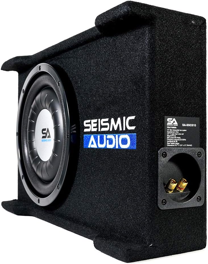 Seismic Audio - SA-SSCS10 - Shallow Mount 10 Inch 500 Watt Car Truck Audio Subwoofer Enclosure for Tight Spaces