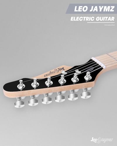 Leo Jaymz 39" Full Size ST Style Electric Guitar Starter Kit with SSH Pickup, 5W Portable Amp, Tuner, Gig Bag, Strap & Accessories (Violet Ocean)