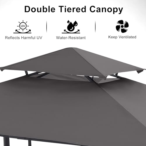 ABCCANOPY 8x5 Grill Gazebo - Outdoor BBQ Canopy Shelter with Led Light for Patio Backyard Grilling (Dark Gray)