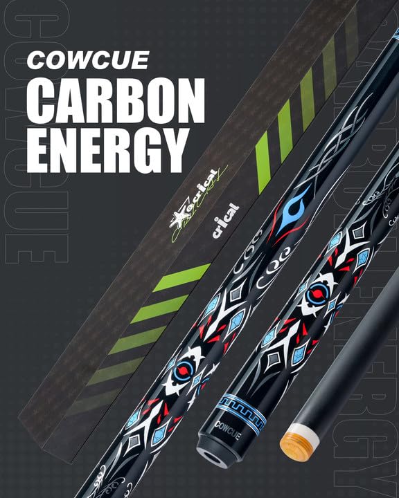 CRICAL Carbon Fiber Pool Cue Stick 58" Billiard Cue Sticks Professional Low Deflection Pool Sticks with 3/8 * 8 Pin Joint and 12.5mm Tip