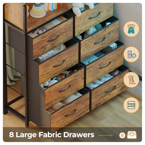 ADORNEVE Twin Size Loft Bed with Desk and 8 Storage Drawers, Metal Kids Loft Bed Twin with LED Lights & Charging Sation, Storage Shelves