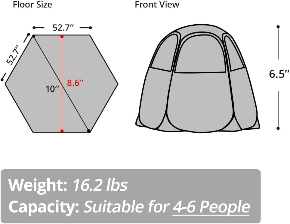 Alvantor Screen House Gazebo, 6-10-15 Person Pop Up Igloo Screened Canopy Tent with Mosquito Netting Sides