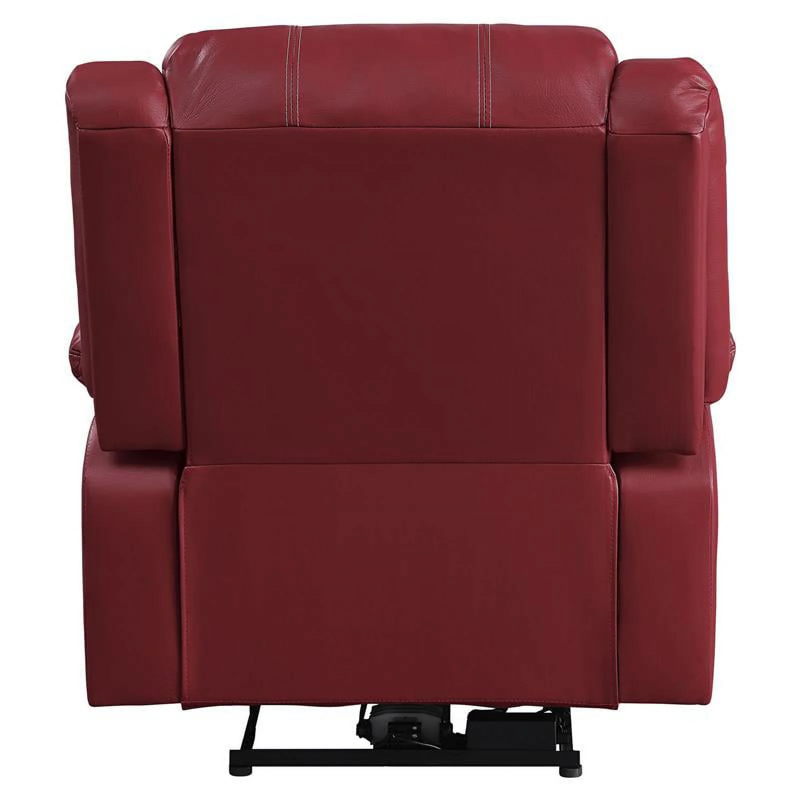 Bowery Hill Power Recliner with Pillow Top Armrest in Red Faux Leather