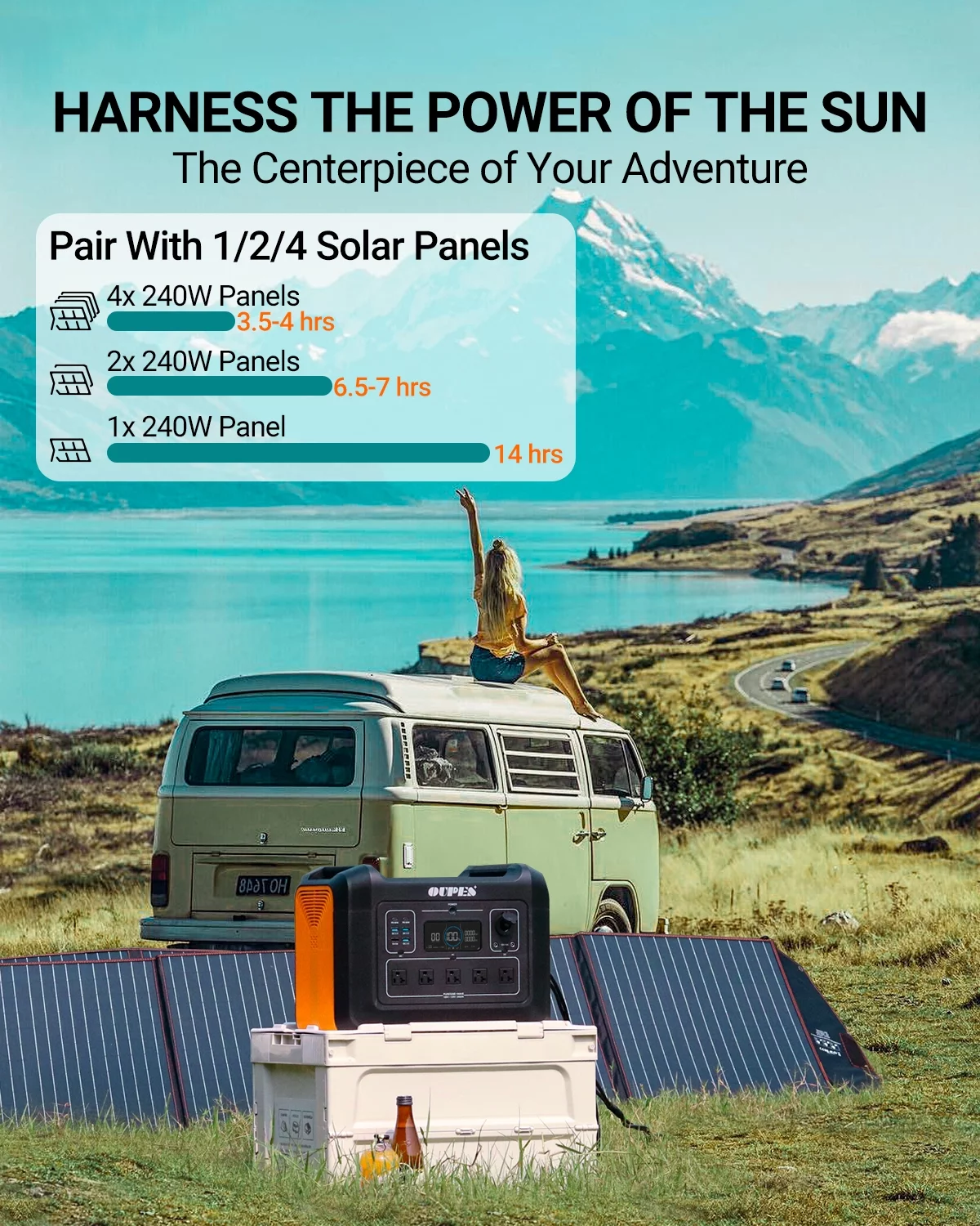 OUPES 2400W Solar Generator with 4*240W Panels Included