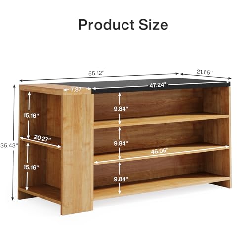 Tribesigns 55" Kitchen Island with Storage, Farmhouse 5-Tier Stationary Island Table with 5 Shelves