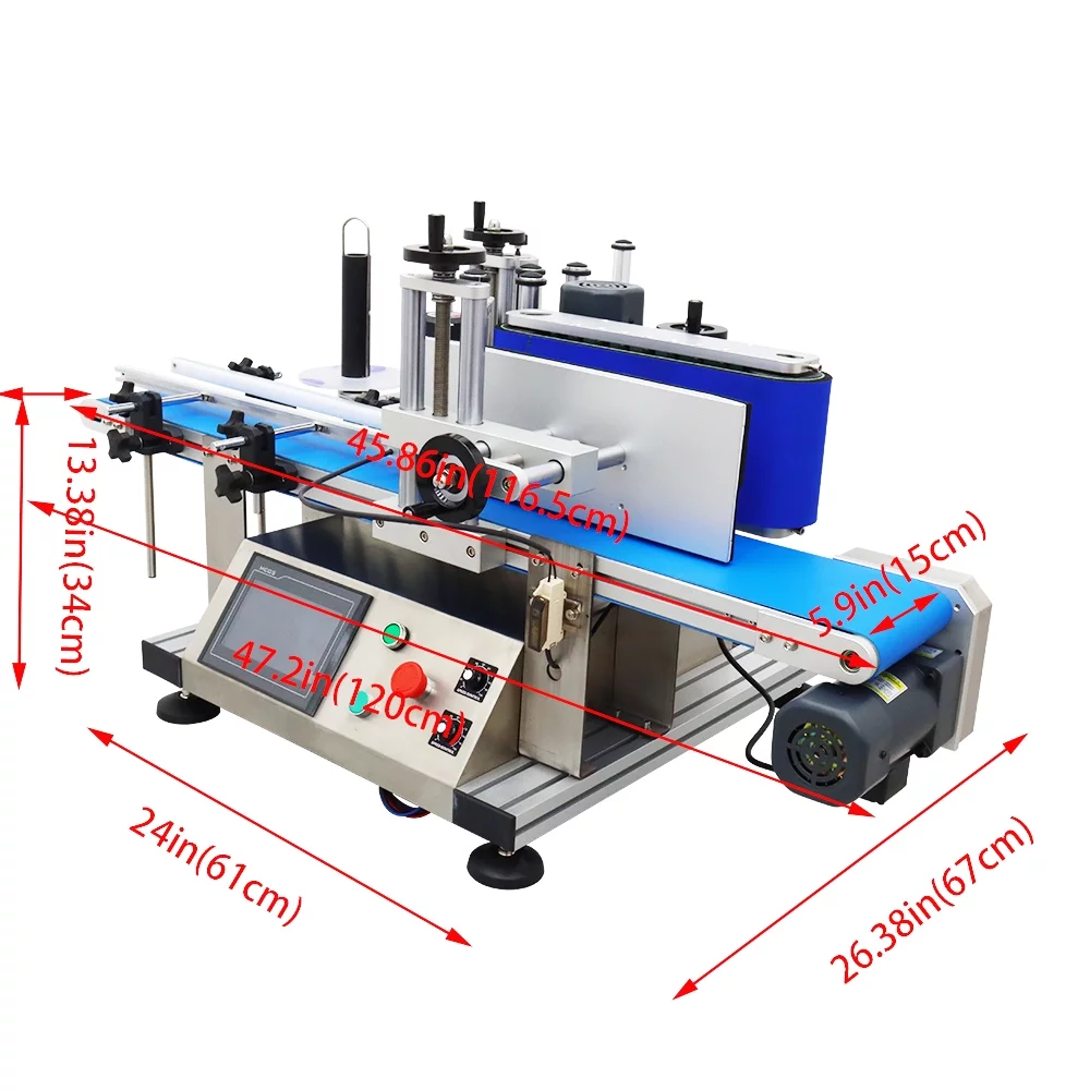 INTSUPERMAI Automatic Round Bottle Labeling Machine High Speed Label Applicator Machine Desktop Conveyor Table Bottle Diameter 1.18-4.33" LT-150