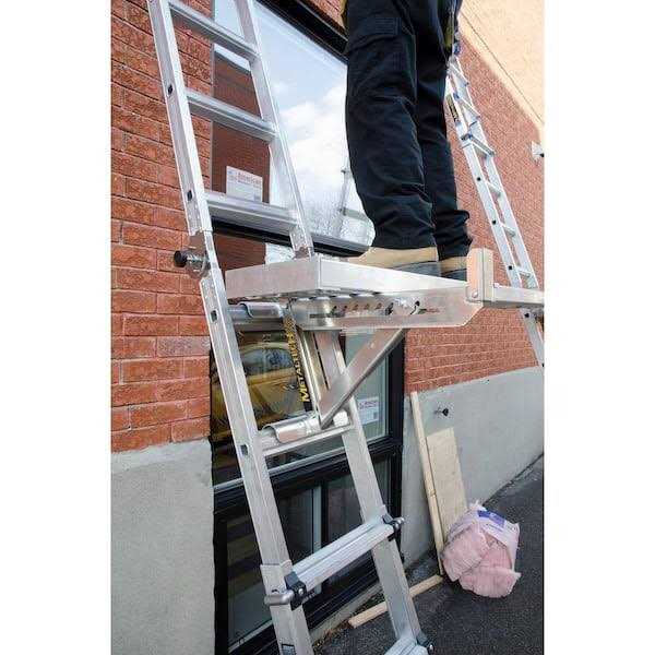 MetalTech 21.75 in. x 10 in. x 29 in. Aluminum Adjustable 3-Rung Ladder Jacks for Scaffold Extension Walk Boards, Ladder or Plank