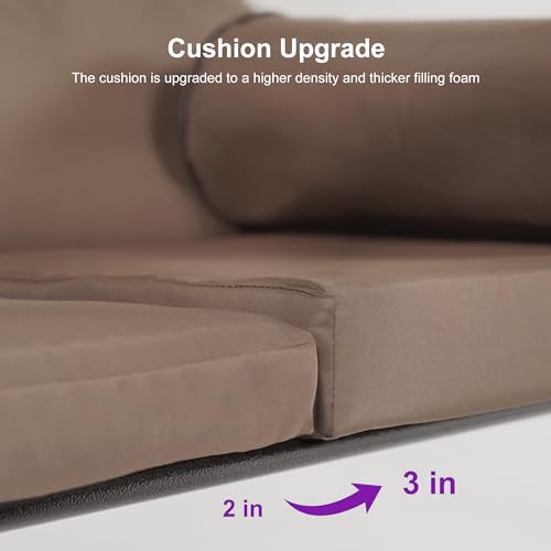 PURPLE LEAF 3-Seat Deluxe Outdoor Patio Porch Swing with Weather Resistant Steel Frame, Adjustable Tilt Canopy, Cushions and Pillow Included, Beige