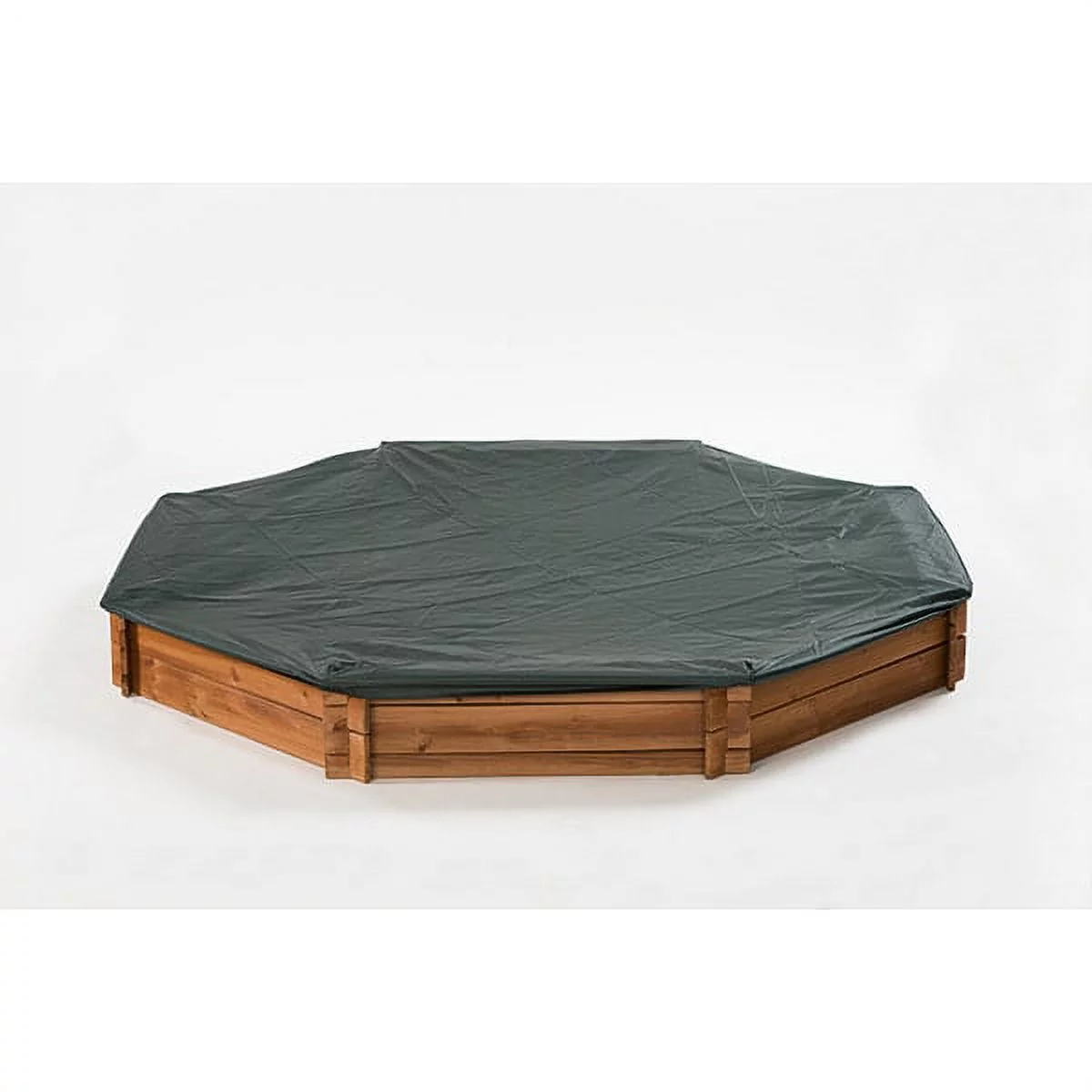 Octagon Wooden Cedar Sand Box W Seat Boards | Eco-Friendly Cover & Ground Liner | 84" X 78" x 9" | Easy DIY Assembly | Holds 800+ lbs of Sand |
