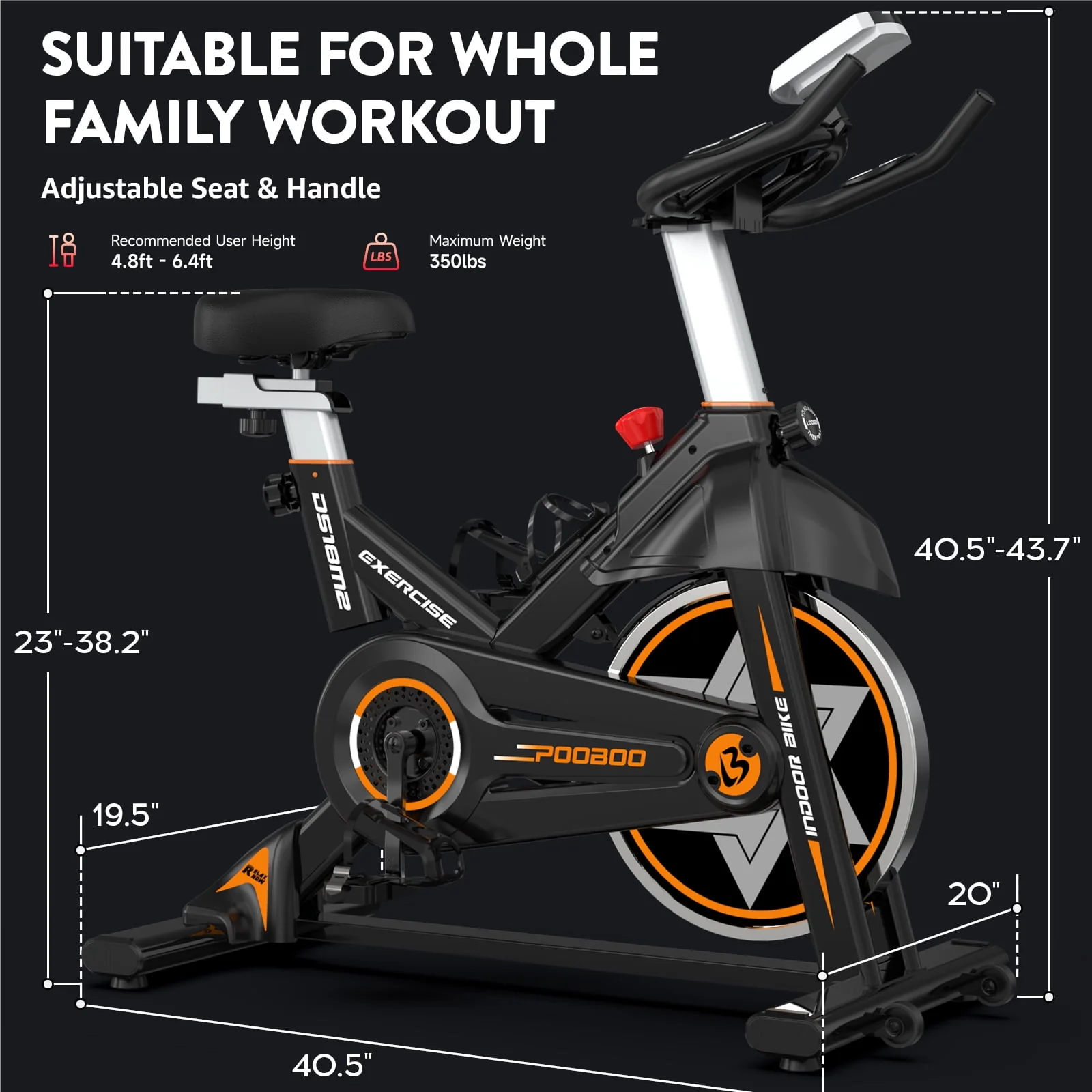 Pooboo Indoor Cycling Bike Exercise Bikes Stationary Magnetic Resistance for Home Cardio Workout Machine 350lb Flywheel 35lbs