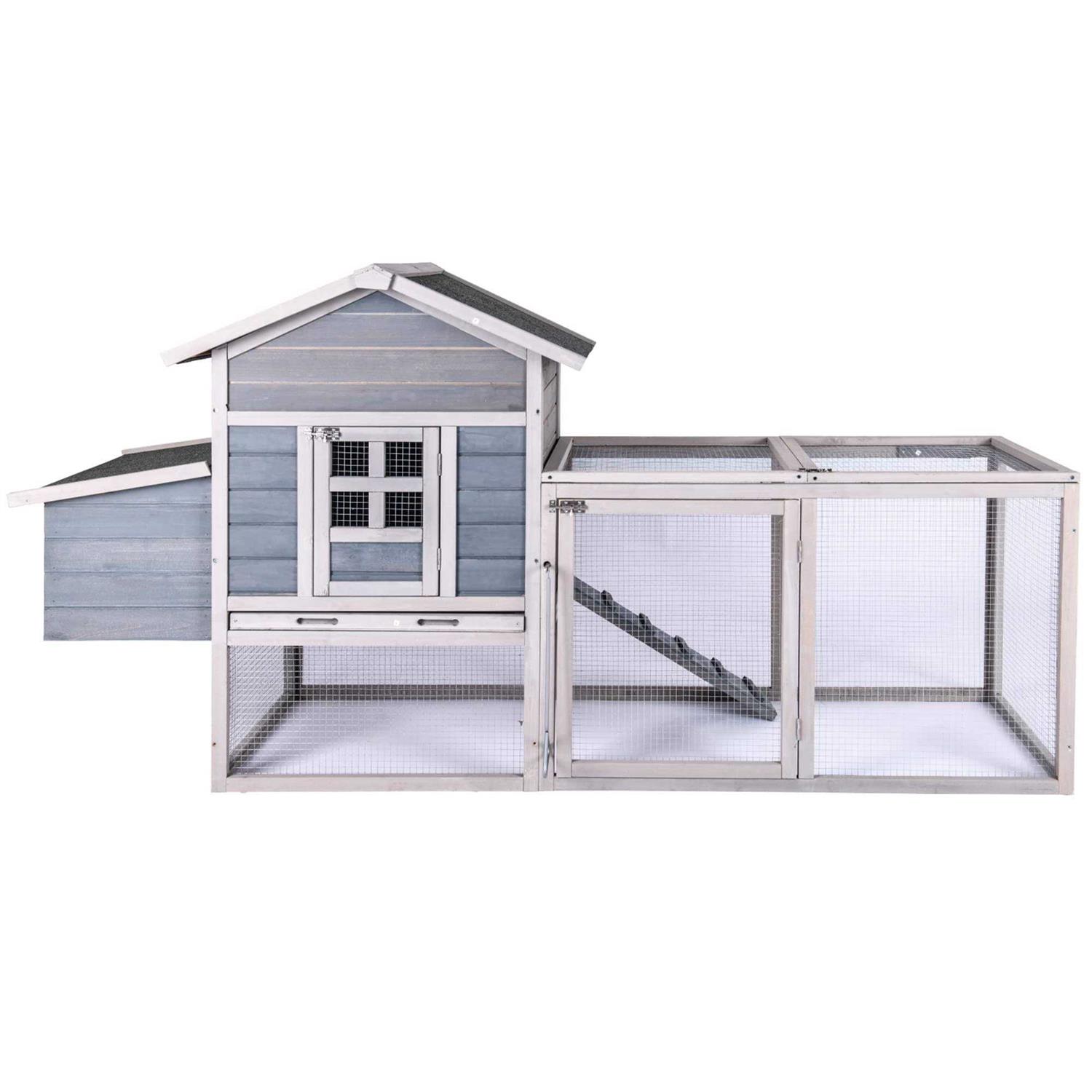 Ecolinear Chicken Coop for 2-4 Chickens House 80 Outoor Wooden Run Cage with Ramps - Pet Supplies online store