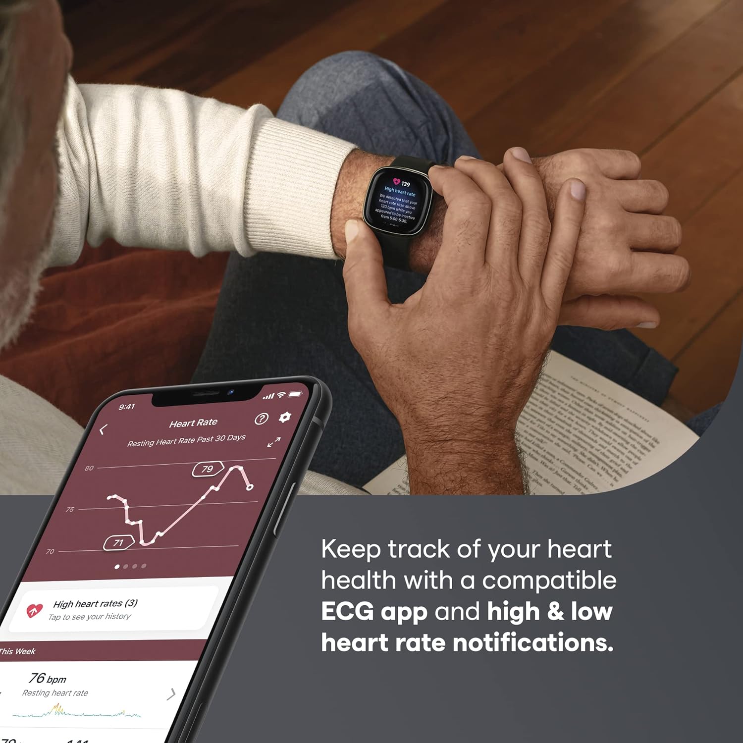 Fitbit Sense Advanced Smartwatch with Tools for Heart Health, Stress Management & Skin Temperature Trends, Carbon/Graphite
