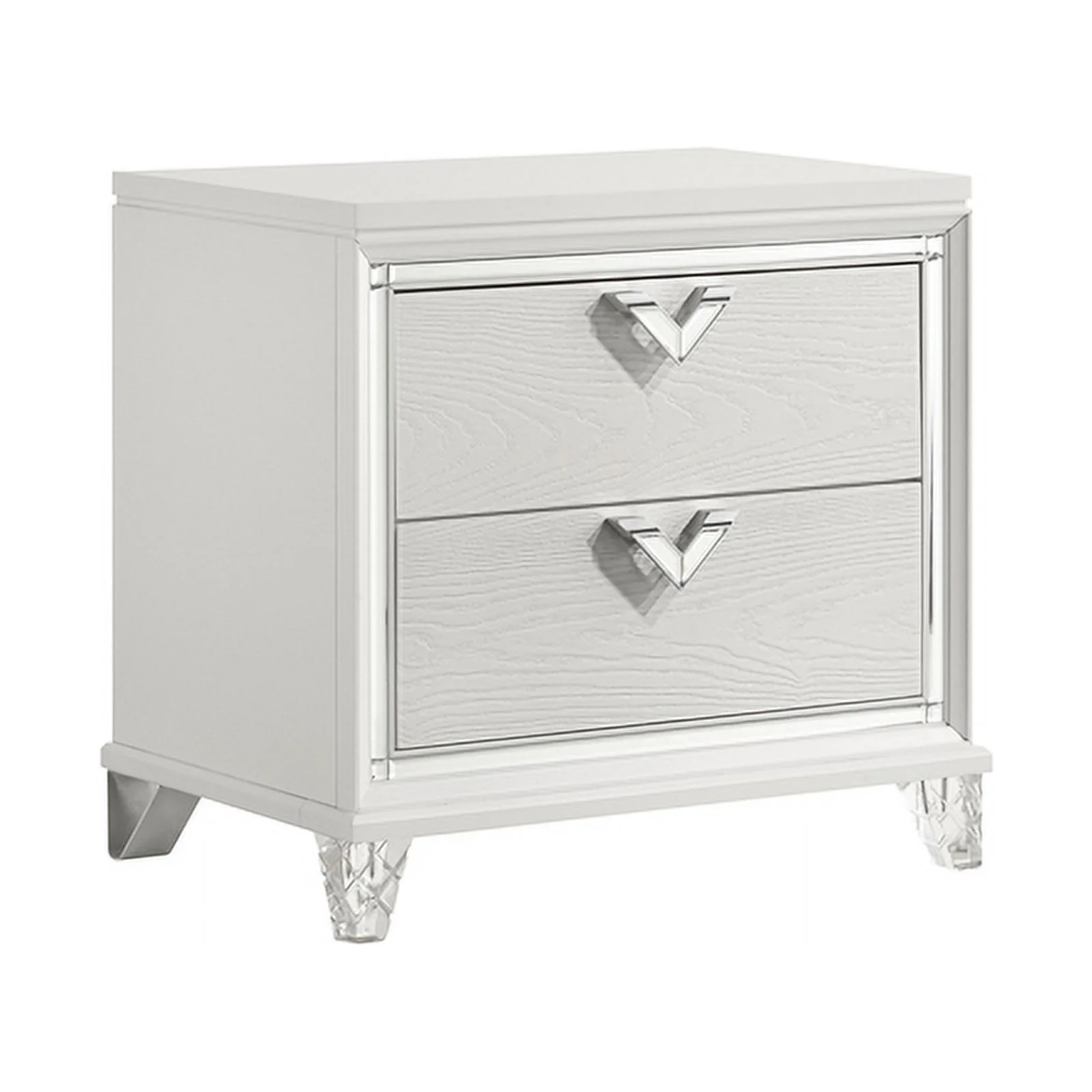 Pemberly Row Prism 5 PC King Modern Bedroom Set made with Wood in White color
