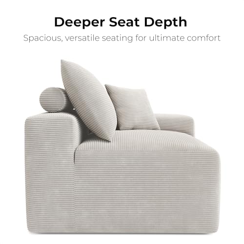 LIKIMIO 120" Modern L-Shaped Modular Sectional Sofa for Living Room, Corduroy Upholstery Green