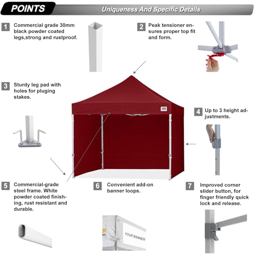 ABCCANOPY Easy Pop Up Canopy Tent with Sidewalls 10x10 Commercial -Series, White
