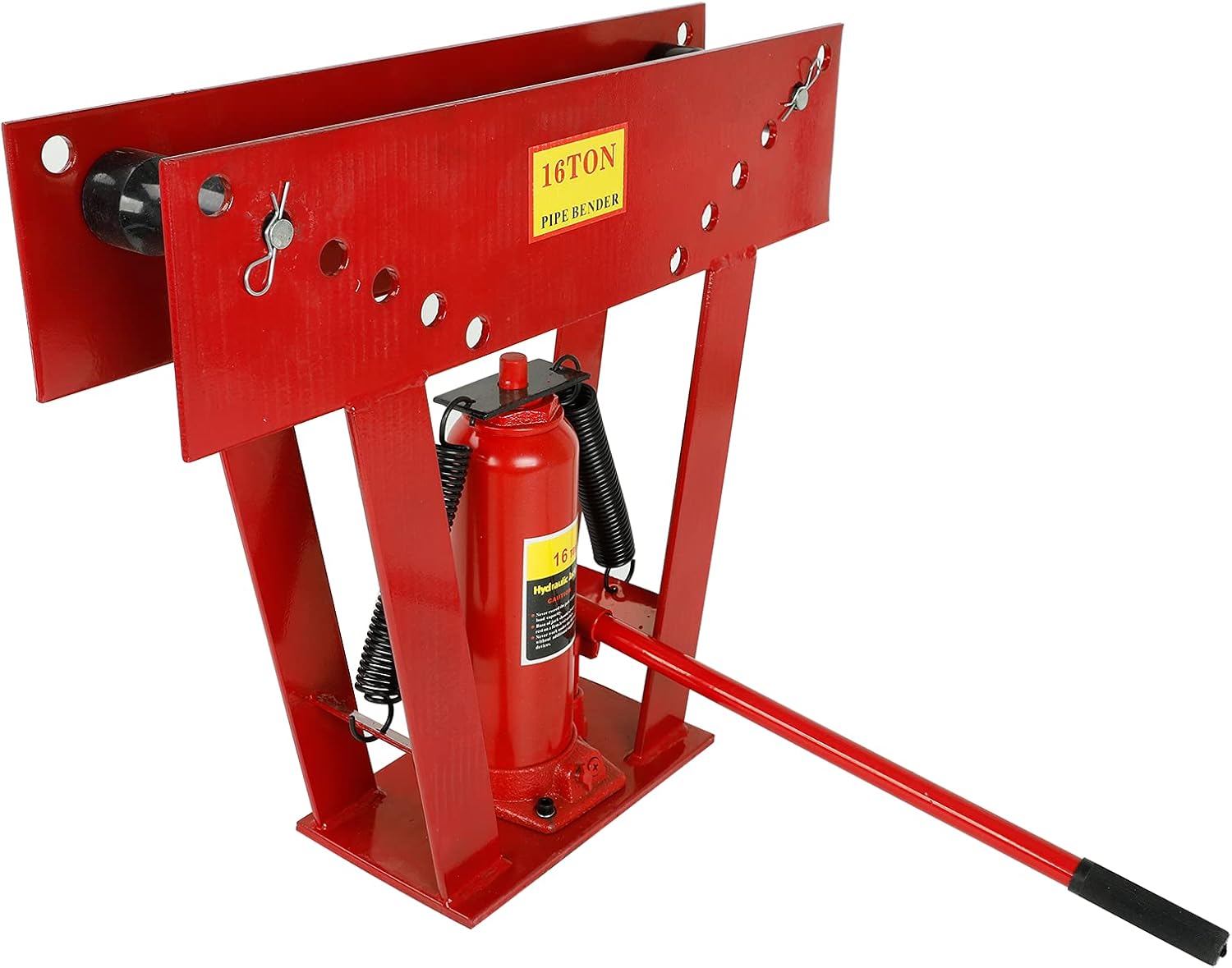 TYFYB 16 Ton Pipe Bender Hydraulic Tube Rod Bending Machine with Adjustable Rollers and 8 Cast Iron Dies For 1/2inch-3inch pipe,Red
