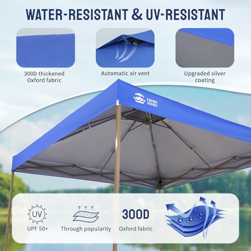 CROWN SHADES Gazebo 10x10 Pop Up Canopy with Mosquito Netting, Screen Tent with 4 Ropes, 8 Stakes, 4 Sandbags and Wheeled Storage Bag