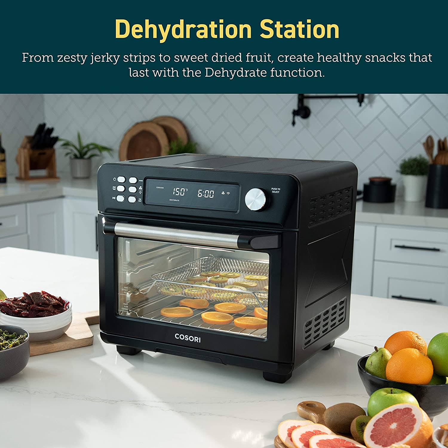 Cosori 12-in-1 Air Fryer Toaster Combo, Countertop Dehydrator for Chicken, Pizza and Cookies, Christmas Gift, Recipes u0026 Acce