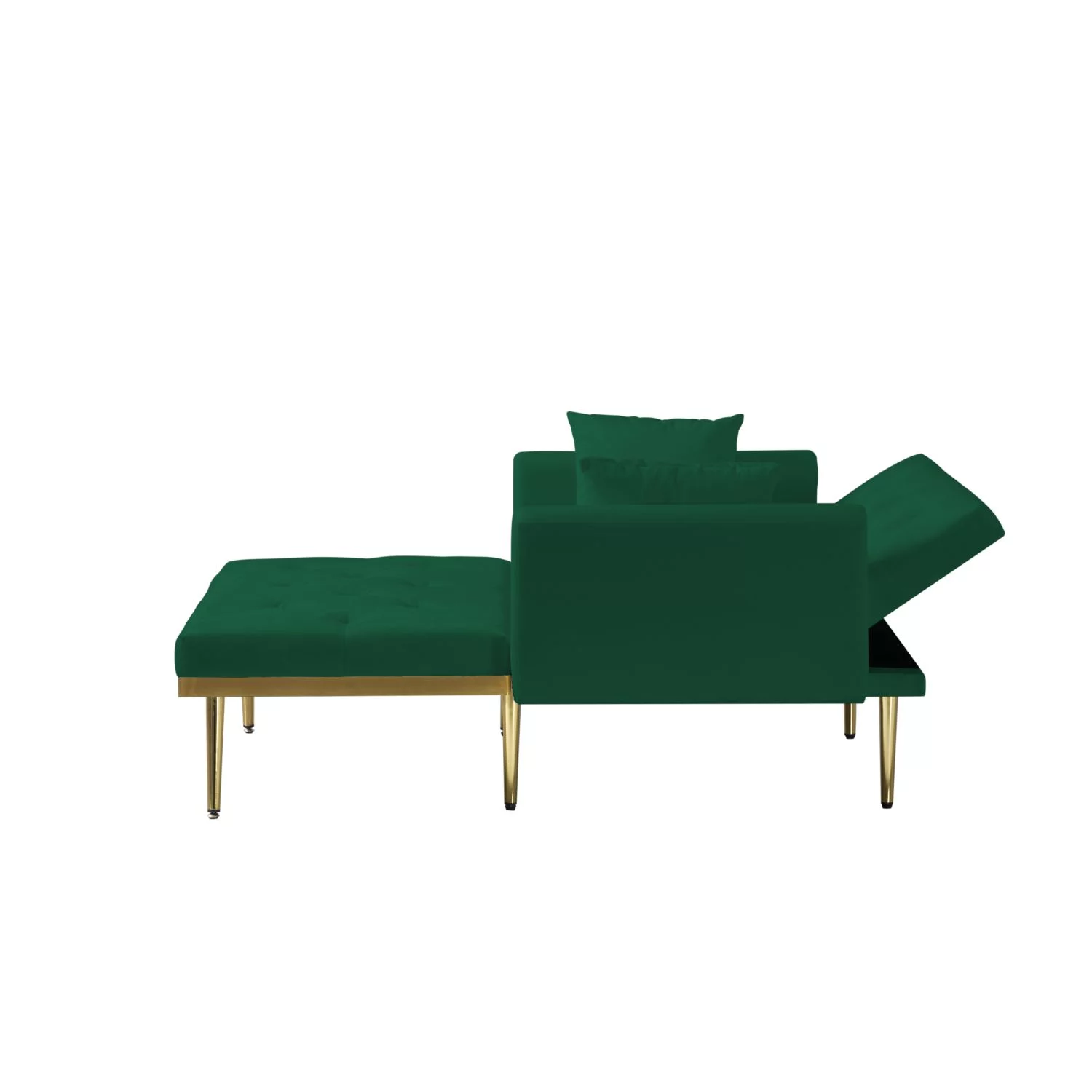 BSHTI Chaise Lounge,Convertible Chaise Futon Sofa Bed Upholstered Chaise Lounge for Livingroom(Green)