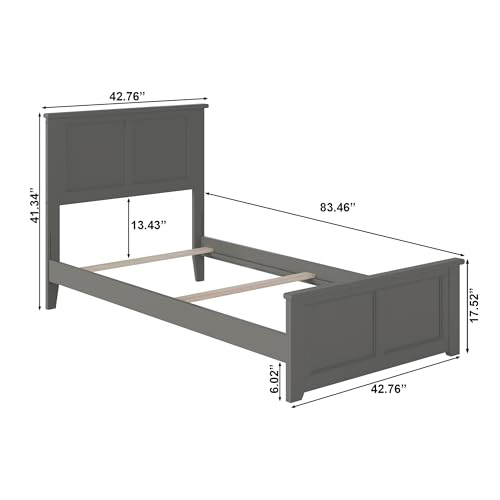 AFI Madison Twin Extra Long Traditional Bed with Matching Footboard and Turbo Charger in White