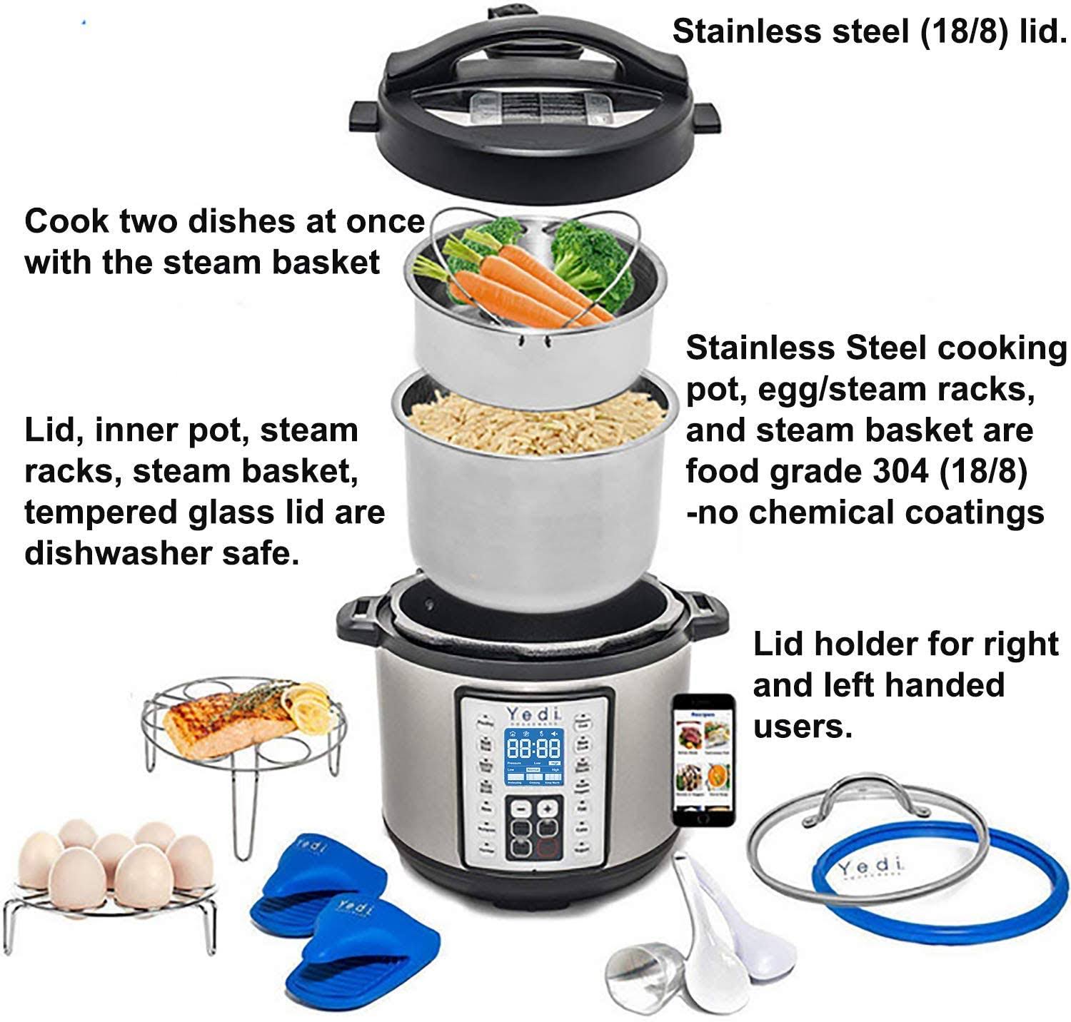 Yedi 9-in-1 Total Package Instant Programmable Pressure Cooker XL 8 qt Capacity