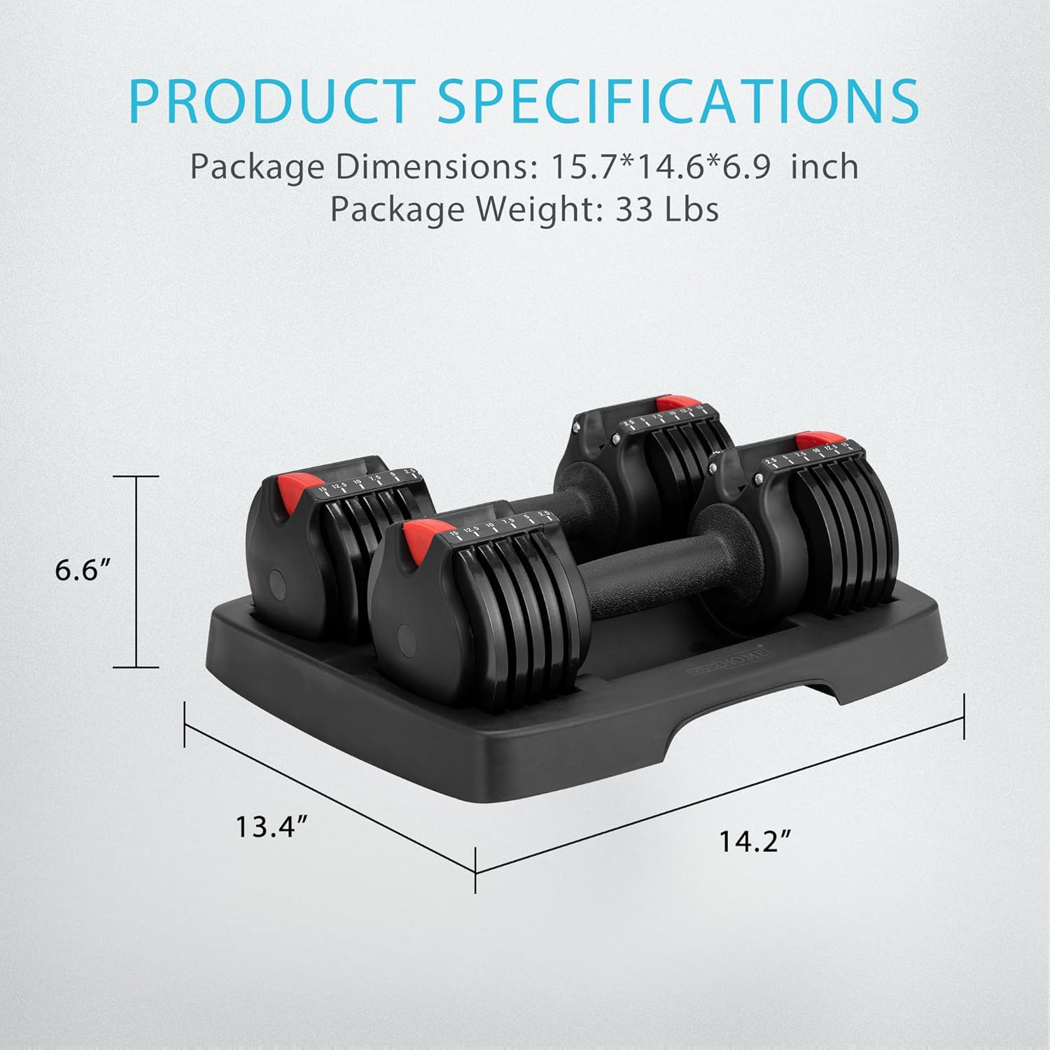 VIVOHOME 2.5 lbs to 15 lbs Adjustable Weights Dumbbells Set of 2 with Anti-Slip Handle and Tray Multiweight Options Workout Equipment for Men Women
